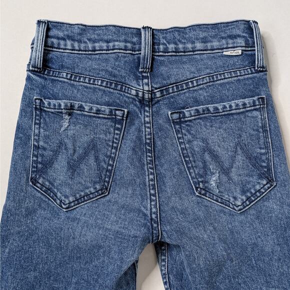Mother Tomcat 24 Blue High Rise Distressed Straight Raw Hem Denim - Picture 8 of 14